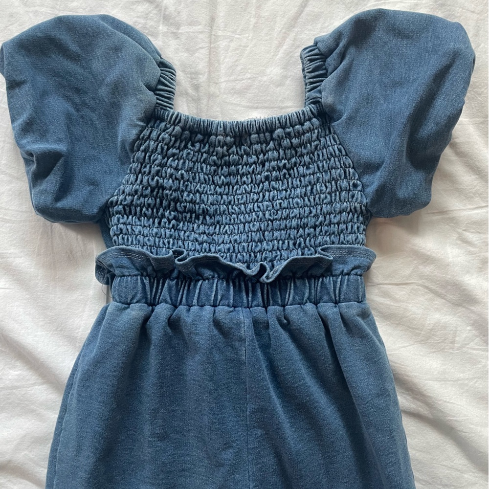 Habitual Kids Denim Like Romper with Ruffles and Bow 18 Months - Picture 5 of 8